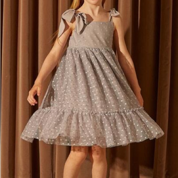Other - Maisonette Maison Me Polka Dot Gray Anja Tulle Dress “Dusty Blue”